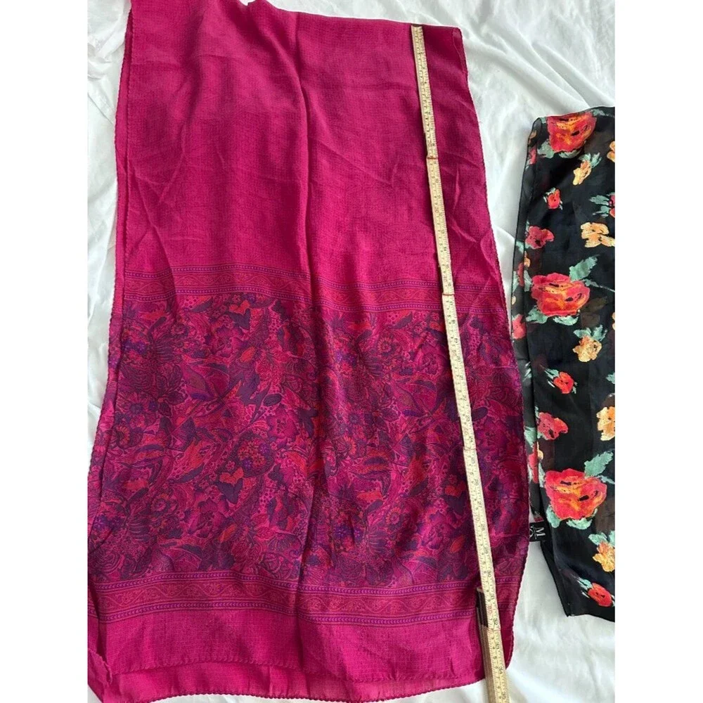 Vintage Christina & Musee d'Orsay Scarf Lot of 2 Floral Silk French Style